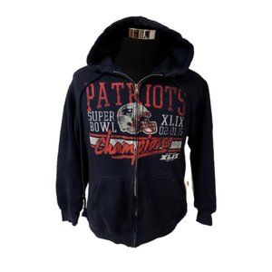 NFL Patriots Mens Blue Super Bowl XLIX 2015 Champions Hoodie Jacket